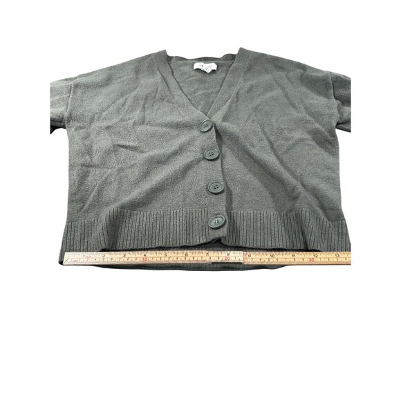 Nine West Womens Cropped Button-Up Cardigan Sweater S Gray Lightweight Knit - Picture 5 of 8